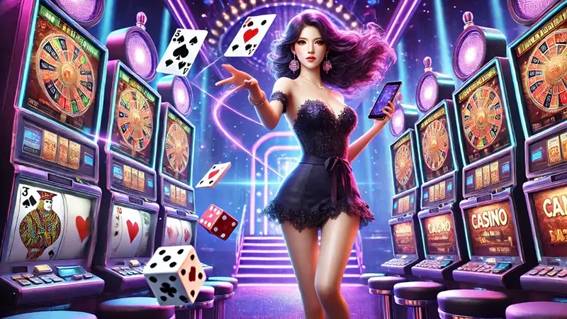 Reel slot dengan simbol permainan yang cerah